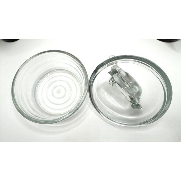 Vintage Jeanette Elephant Crystal Clear Glass Powder Trinket Covered Dish - Picture 9 of 9